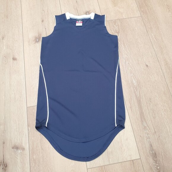 Alleson Athletic Girls Tennis Dress Uniform Size L (10/12) Blue White Jersey - Picture 1 of 9